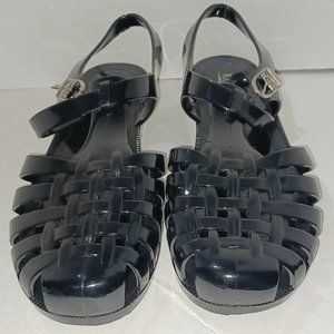 Vintage Jelly Fisherman sandals rubber shoes Buckle Closure black US sizes NEW